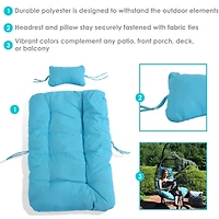 Indoor/Outdoor Polyester Replacement Julia Hanging Egg Chair Cushion with Headrest - Blue - 2pc