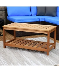 Teak Outdoor Coffee Table for Patio - Coffee Table for Outside or Patio - Rectangle - 35 Inch - Meranti Wood