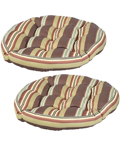 Indoor/Outdoor Large Round Tufted Floor Meditation or Chair Cushion - 22" 2pk