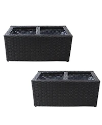2-Section Rectangle Polyrattan Indoor Planters - 21.5" W x 11.5" D 9.25" H 2-Pack