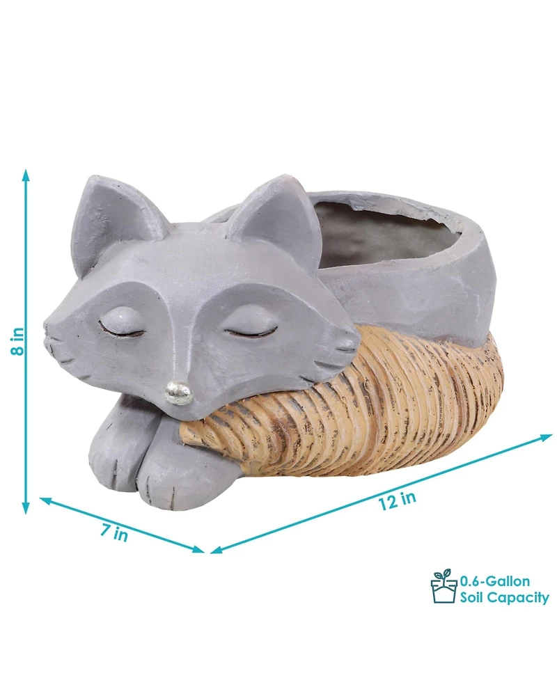 Finley the Fox Planter Statue - Indoor/Indoor Decorative Figurine - 12"