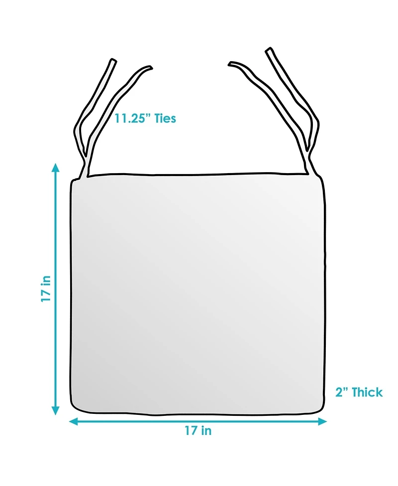 Square Indoor/Outdoor Seat Cushions with Ties - 17" Square x 2" Thick - Americano - 2-Pack