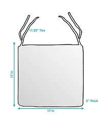 Square Indoor/Outdoor Seat Cushions with Ties - 17" Square x 2" Thick - Americano - 2-Pack