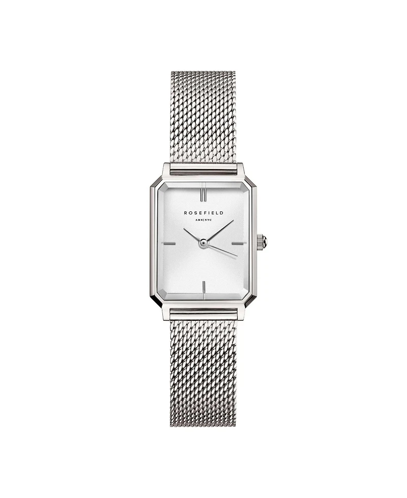 Rosefield Octagon Xs Women's Silver Tone Stainless Steel Mesh Bracelet Watch 24mm