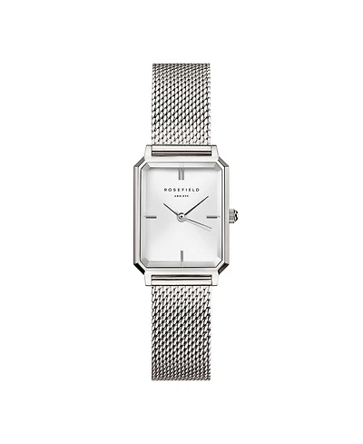 Rosefield Octagon Xs Women's Silver Tone Stainless Steel Mesh Bracelet Watch 24mm