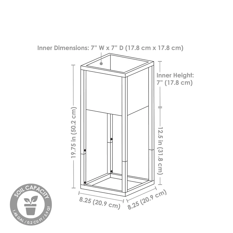 Modern Simplicity 8.25" Square Cold-Rolled Steel Outdoor Elevated Planter