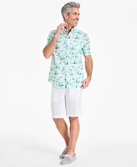 Club Room Men's Palmera Scene Regular-Fit Stretch Printed Button-Down Poplin Shirt, Exclusively at Macy's