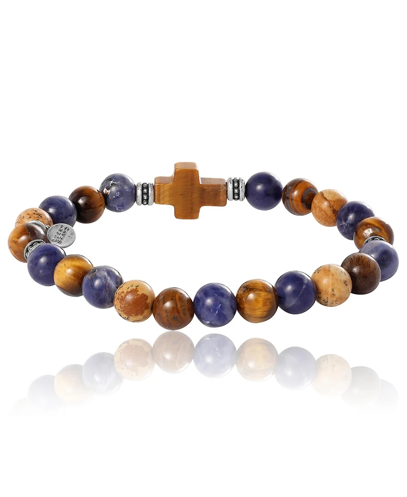 Lucky Brand Sodalite Bead Stretch Bracelets with Cross Accents