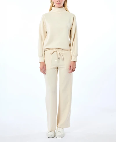 Cable & Gauge Women's Yummy Mock Neck Sweatshirt and Pant Matching Set