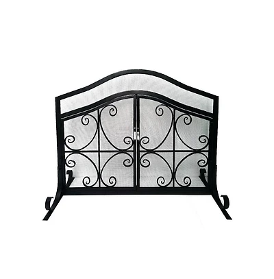 Slickblue 2-Door Iron Fireplace Screen Elegant and Durable Protection for Your Fireplace