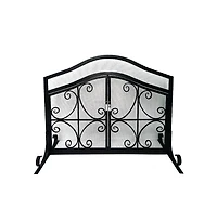 Slickblue 2-Door Iron Fireplace Screen Elegant and Durable Protection for Your Fireplace