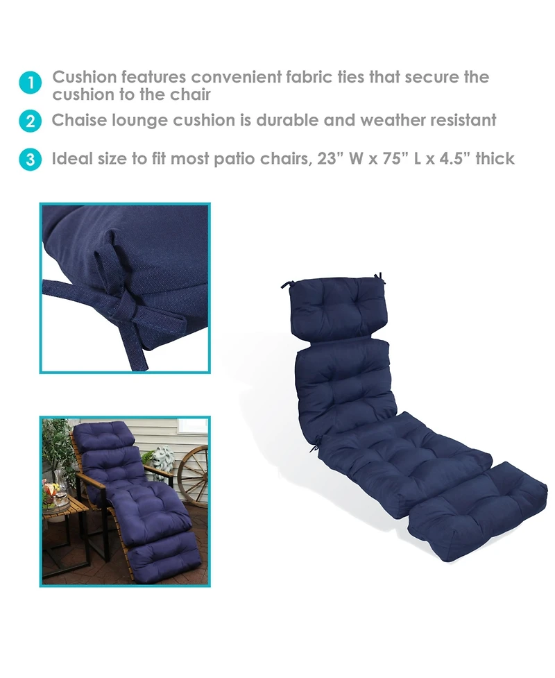 Indoor/Outdoor Olefin Polyester Tufted Chaise Lounge Chair Replacement Cushion - 23" x 75"