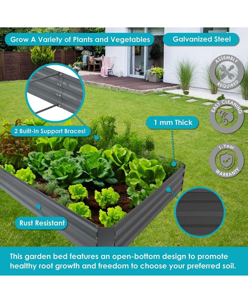 Galvanized Steel Rectangle Raised Garden Bed