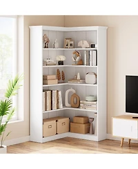 gaomon Farmhouse Bookshelf Corner Bookcase 72.8” Large Bookcase Wood Bookshelf Tall L Shaped Bookshelf