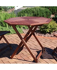 Outdoor Meranti Wood Folding Octagon Patio Dining Table - 35" - Brown
