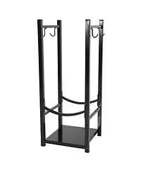 Indoor/Outdoor Steel Fire Pit or Fireplace Firewood Log Rack Holder with Hooks - 32"