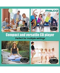 Philco Wired Bluetooth Boombox with Cd & Cassette Player Cassette Recorder, Bluetooth Audio MP3/Wma/Cd-r/Cd-rw Compatible, Fm Radio, Aux & jack