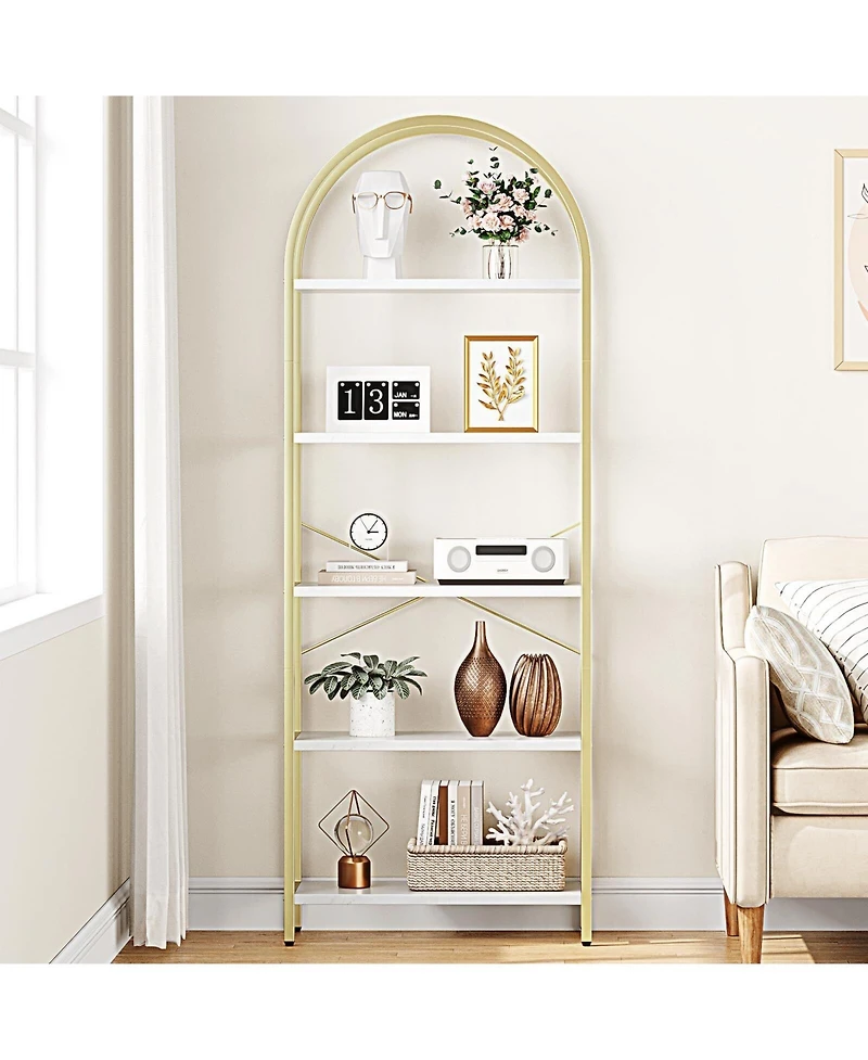 gaomon Bookshelf Tall Bookcase Arched Standing Bookshelves