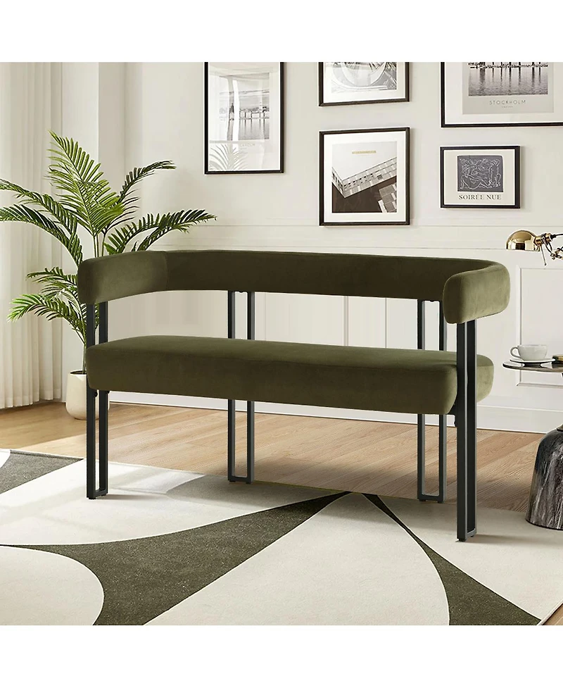 Velvet Upholstered 2-Seater Bench, Modern Loveseat Sofa for Living Room, Bedroom, or Entryway-Maison Boucle