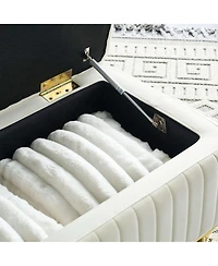 47.24" W Velvet Storage Ottoman Bench with Gold Embroidery, Modern Footstool for Living Room & Bedroom-The Pop Home