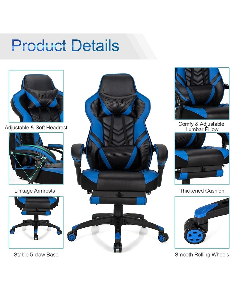 Gouun Adjustable Gaming Chair with Footrest for Home Office