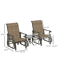 Outsunny 3-Piece Outdoor Gliders Set with Steel Frame, Table