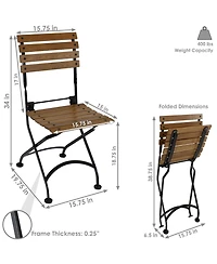 Indoor/Outdoor Patio or Dining Chestnut Wooden Folding Bistro Arm Chair