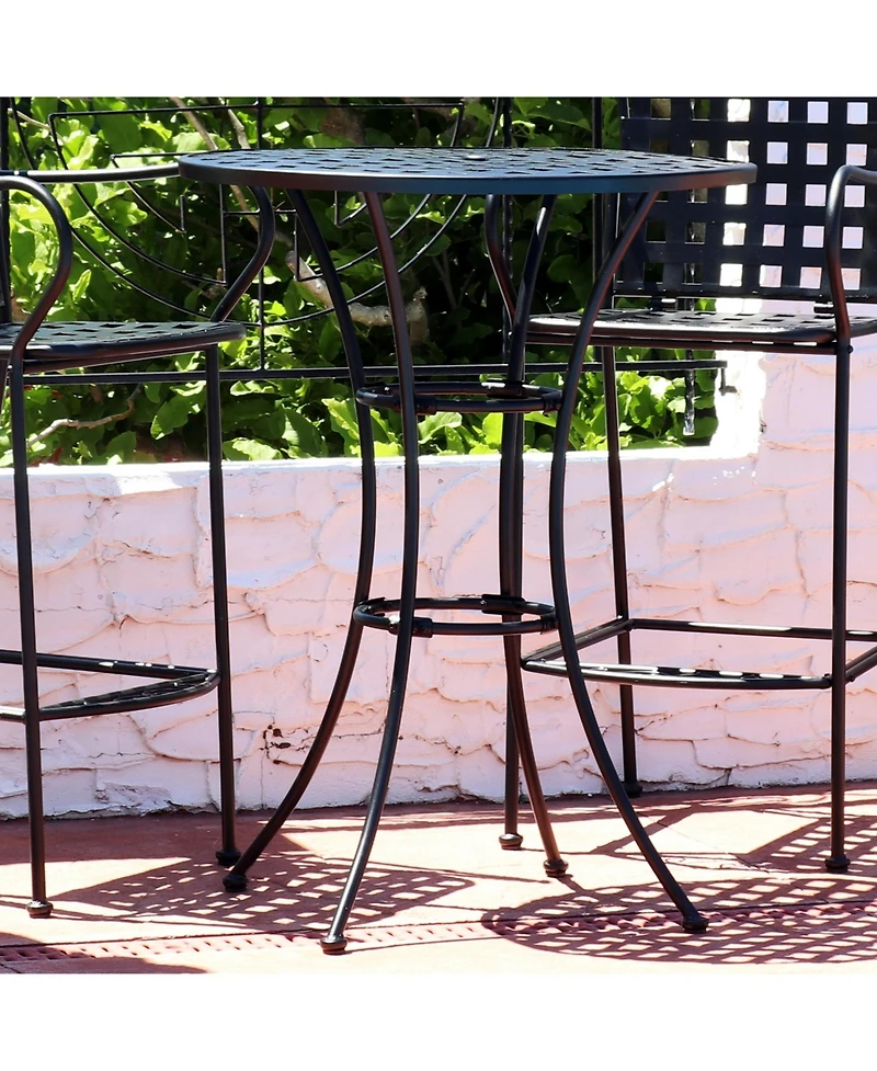 Elegant Round Wrought Iron Bar Table -30" Diameter x 39.5" H - Black