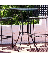 Elegant Round Wrought Iron Bar Table -30" Diameter x 39.5" H - Black
