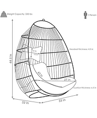 Outdoor Resin Wicker Julia Hanging Basket Egg Chair Swing with Cushions and Headrest - 2pc