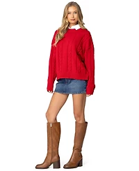 Edikted Womens Acacia Oversized Cable Knit Sweater