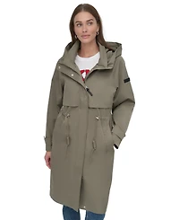 Dkny Women's Hooded Zip-Front Long Anorak Coat