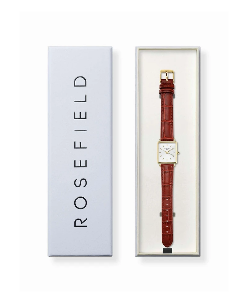 Rosefield Boxy Xs Women's Medium Brown Leather Watch 24mm
