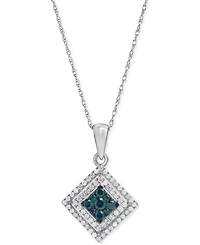 Blue Diamond (1/5 ct. t.w.) & White Diamond (1/3 ct. t.w.) 18" Pendant Necklace in 10k White Gold
