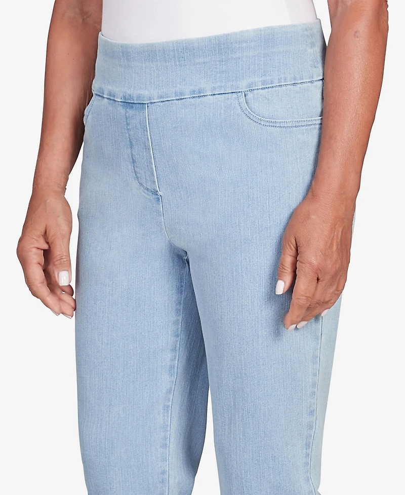 Alfred Dunner Women's Classic Denim Fringe Capri Pant