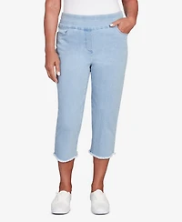 Alfred Dunner Women's Classic Denim Fringe Capri Pant