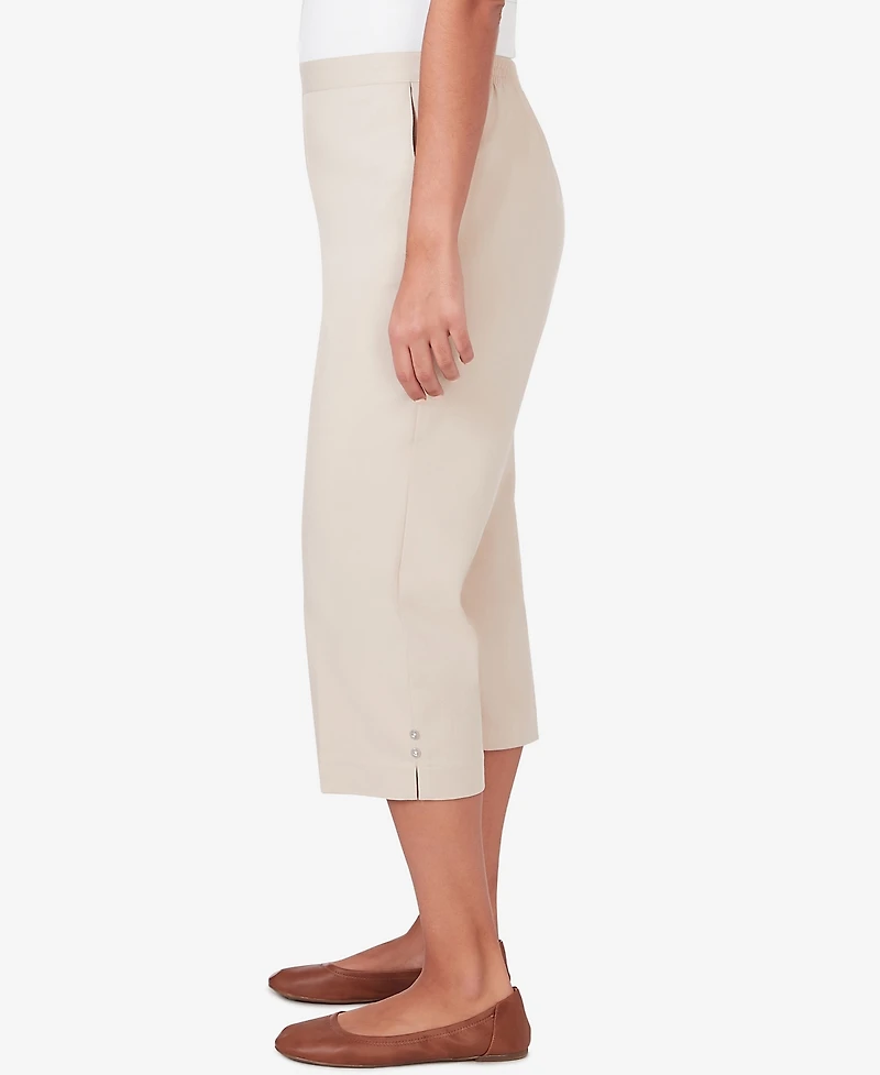 Alfred Dunner Women's Classic Twill Denim Split Hem Capri Jeans