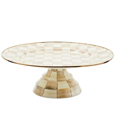 Mackenzie-Childs Mocha Check Large Pedestal Platter