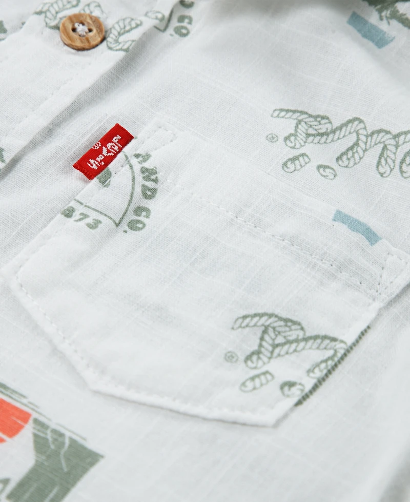 Levi's Toddler Boys 2-Piece Printed Shirt and Denim Shorts