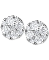 Diamond Cluster Stud Earrings (1 ct. t.w.) in 14k White Gold