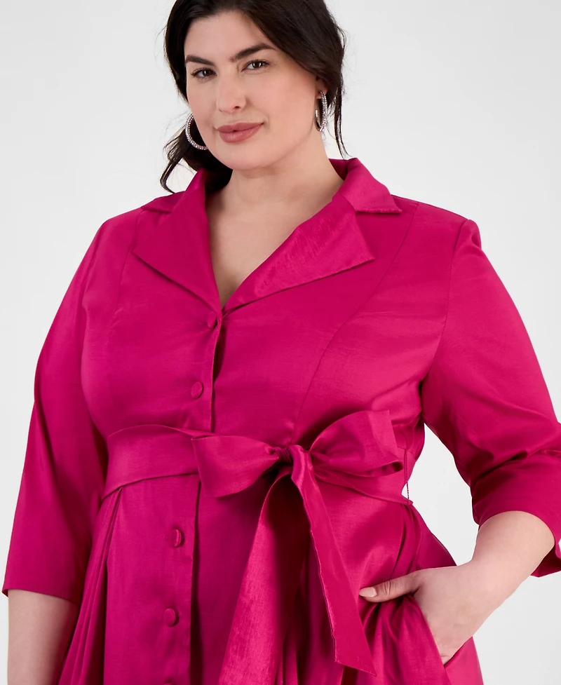 Alex Evenings Plus Size Notched Collar 3/4-Sleeve Shirtdress