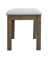 Slickblue Nailhead Trim Wooden Dining Bench with Fabric Upholstery for Elegant Dining Room Seating