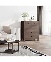 5 Drawer Dresser, Wooden Chest of Drawers, Modern Storage Tower with Metal Handles, Storage Organizer Unit with Deep Space for Bedroom, Living Room