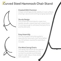 Steel Outdoor Hammock Chair Stand with Curved Legs - Black - 84"