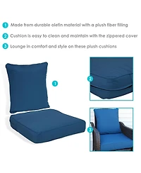 Indoor/Outdoor Olefin Replacement Deep Back and Seat Cushion Set for Patio Chair - 2pc