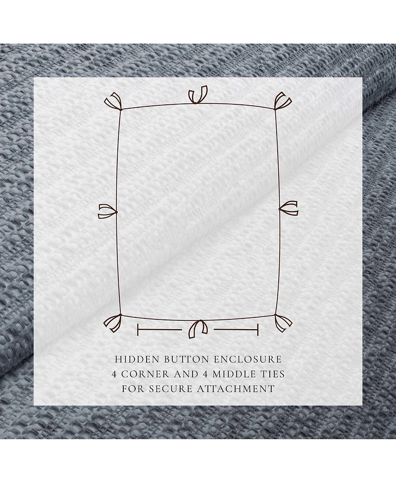 Linery & Co. 100% Cotton Reversible Honeycomb Waffle / Percale Duvet Cover Set