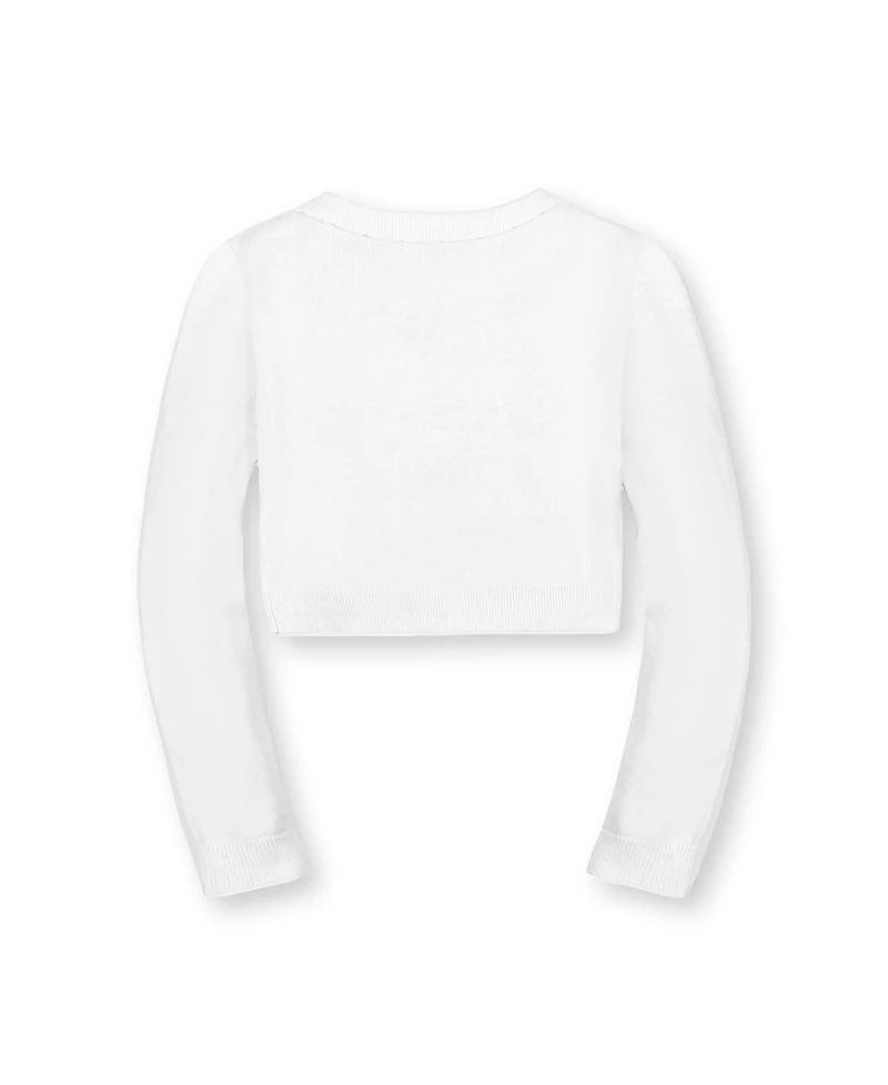 Hope & Henry Girls' Organic Long Sleeve Scallop Detail Cardigan Sweater, Kids