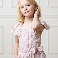Hope & Henry Girls' Organic Flutter Sleeve Pintuck Jumpsuit, Kids