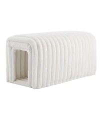 Pet-Friendly Ottoman Storage Bench with Arch Hollow Design, Multi-Functional for Living Room, Bedroom & Entryway-The Pop Home