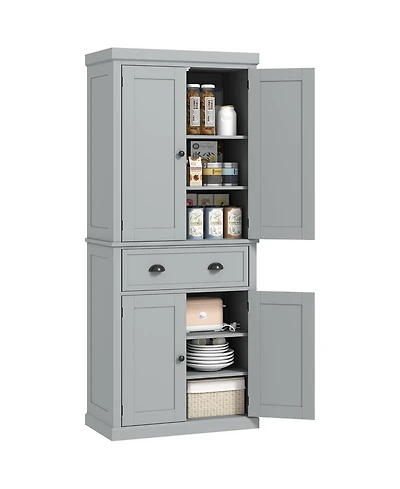 Homcom 72.5" Kitchen Pantry Cabinet with 4 Doors, Drawer
